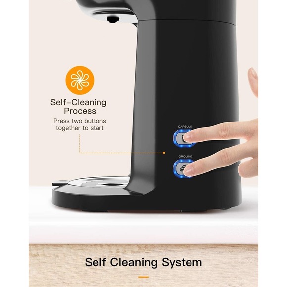 Combo Single Serve Coffee Maker & Milk Frother K cup Ground Coffee Self-cleaning - Picture 13 of 14